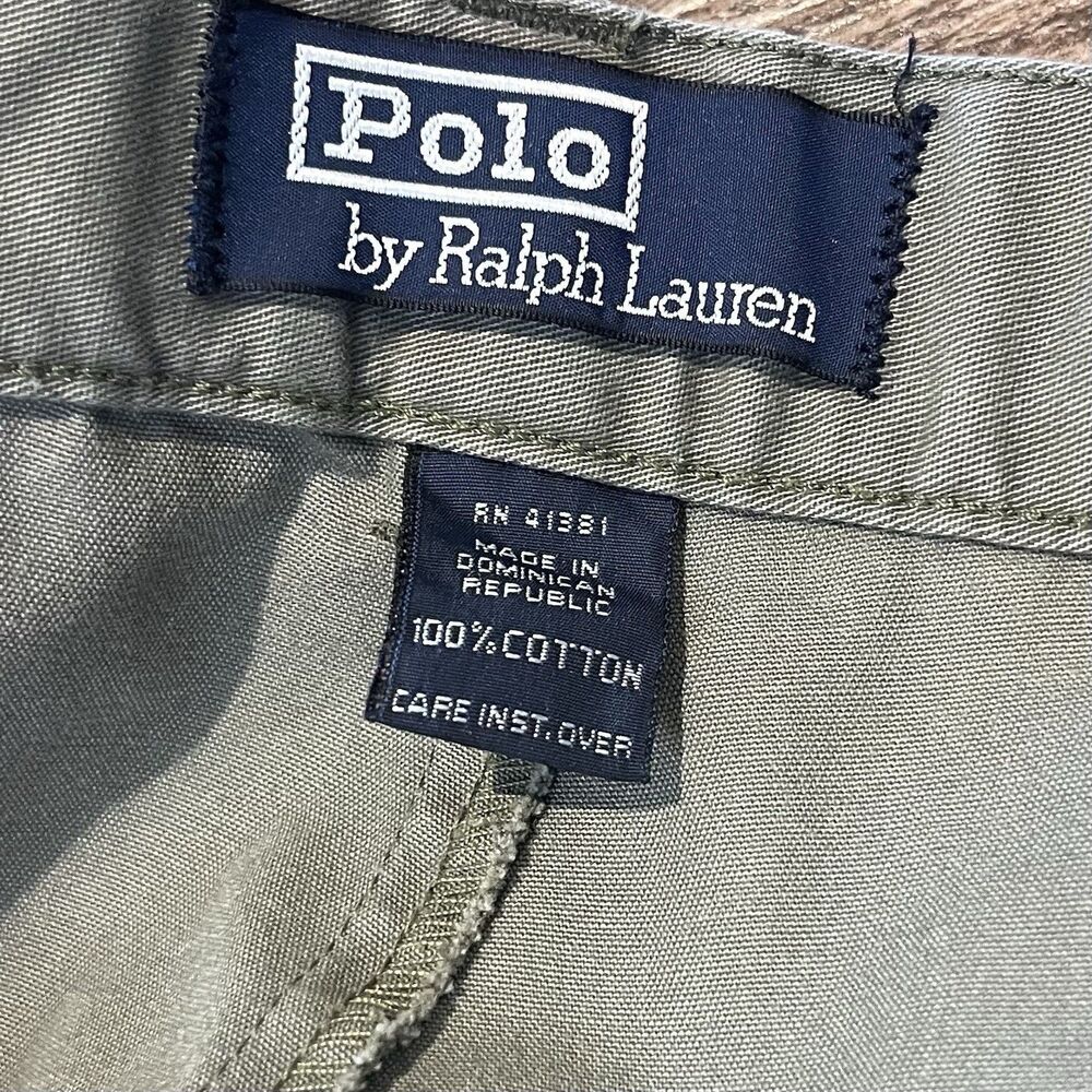VTG Polo Ralph Lauren Pants Mens 42x32 Green Pant Pleated Cuffed Classic 90s - Picture 4 of 12